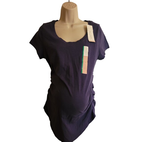 Liz Lange Maternity NWT Navy Blue Blouse/Tee Shirt Size Medium 100% Cotton - Picture 1 of 2